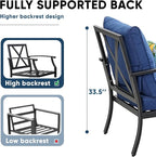 4 Piece Outdoor Patio Furniture Set, Oversized Metal Conversation Set - Image 3