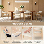 DUMOS Dining Chairs Set of 4, Linen Fabric Upholstered Kitchen Side Chairs - Image 3