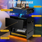 Nightstand with Induction Light & Side Charging Station, Modern Bedside Table - Image 6