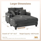 Amsleekey 64" Chaise Lounge Chair Indoor, Oversized Sleeper Chair - Image 2