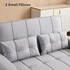 VINGLI Convertible Loveseat Sleeper Sofa, Light Grey Faux Leather Futon Sofa - Image 8