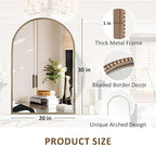 Antique Gold Arched Wall Mirror 20"x30", Ornate Beaded Metal Frame Bathroom - Image 2