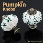 Ivory & Green Pumpkin Knobs 12 Pack Ceramic Cabinet Knobs Vintage Drawer Pulls - Image 5