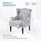 HUIMO Printed Wingback Accent Chair, Linen Upholstered High Back Armchair - Image 3