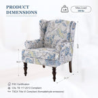 HUIMO Printed Wingback Accent Chair, Linen Upholstered High Back Armchair - Image 2