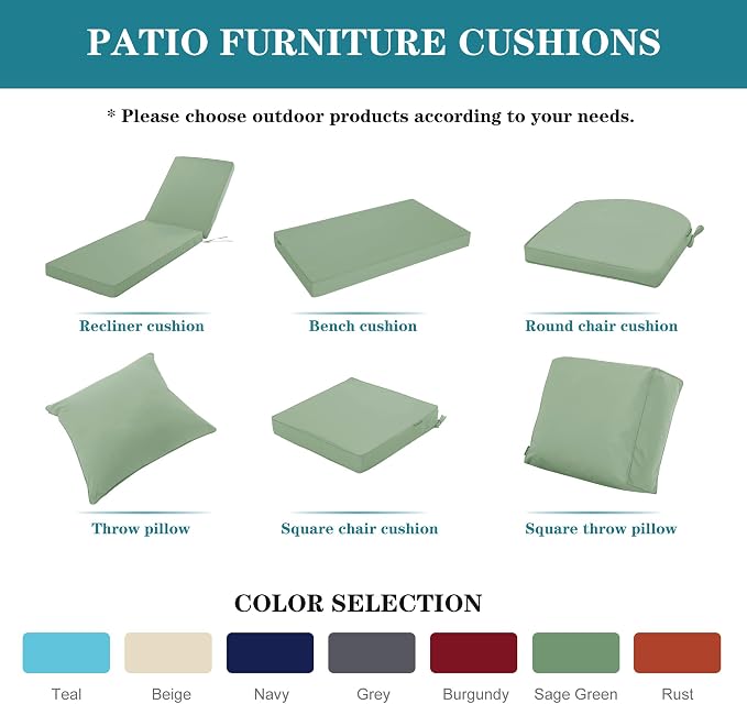 Outdoor Chaise Lounge Cushion Set of 2, Fadesafe Water-Repellent Lounge Deck - Image 8