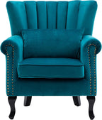 Mid Century Accent Chair Modern Tufted Wingback Armchairs Club Chair Velvet by DMFurniture