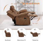 EBELLO Manual Recliner Sofa Set, Faux Leather Reclining Living Room Furniture - Image 4
