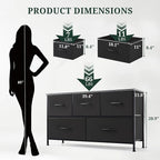 5-Drawer Dresser for Bedroom, Anti-Tip Wide Storage Organizer Fabric Chest of - Image 3