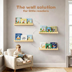 Nursery Floating Shelves for Kids Room, 2 Pack 23.6 Inch Natural Wood Wall - Image 5
