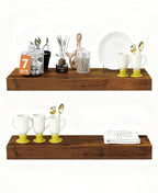 Solid Wood Floating Shelves, 15in Finished Real Wood Wall Shelves by Unknown