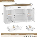 HOSTACK Buffet Cabinet with Drawers, Modern Farmhouse Coffee Bar Station Wood - Image 3