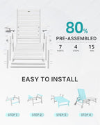 Patio Chaise Lounge Chair Set of 4, Oversize Lounge Chairs - Image 6