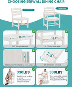 SERWALL HDPE Dining Set for 8: 2 Umbrella Hole Tables + 8 Chairs. Includes 8 - Image 8