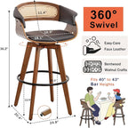 Set of 2 Rattan Swivel Bar Stools - Image 2