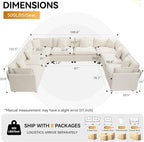 147'' Oversized U Shaped Cloud Sectional Sofa, Chenille Deep Seat Couches - Image 2