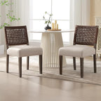 LZAREAL Farmhouse Dining Chairs Set of 2 Linen Fabric Upholstered Accent Side by LZAREALBetterRoomForRealLiving