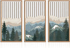 IARTTOP Large Mountain Wood Wall Art Framed Decor Set Of 3, Modern Mountain by IARTTOP