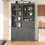 VilroCaz 75'' Tall Freestanding Kitchen Pantry Cabinet, Wood Large Cupboard - Image 3