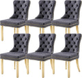 KCC Velvet Dining Chairs Set of 6, Upholstered High-end Tufted Dining Chair by KCC