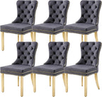 KCC Velvet Dining Chairs Set of 6, Upholstered High-end Tufted Dining Chair by KCC