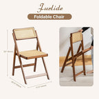 Furlide Rattan Folding Chairs, Modern Mid Century Dining Chairs Set of 2 - Image 2