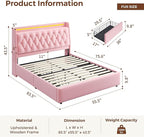 Full LED Velvet Bed Frame with 2 Storage Drawers&Hidden Headboard, Upholstered - Image 2