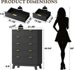 BORNOON 46" Tall Dresser for Bedroom, 6-Drawer Fluted Chest of Drawers - Image 2