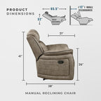 Lexicon Recliner Chair, Home Theater Seating, Manual Polished Microfiber - Image 2