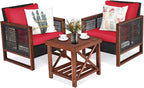 Tangkula 3 Pieces Patio Wicker Furniture Set, Rattan Outdoor Sofa Set by TANGKULA