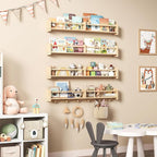 34Inch Nursery Bookshelves, Wall Floating Shelf Kids Coat Rack - Image 2
