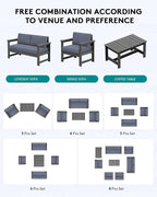 SERWALL 3 Pieces HDPE Outdoor Bistro Sofa Set - Image 4