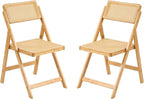 Furlide Rattan Folding Chairs, Modern Mid Century Dining Chairs Set of 2 by Furlide