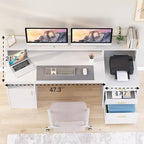 YOMILUVE Computer Desk with 3 Drawer & Storage Shelves, Home Office Desk with - Image 4