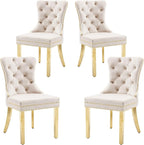 KCC Velvet Dining Chairs Set of 4, Upholstered High-end Tufted Dining Chair by KCC