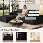107.5" Cloud Sectional Couch L-Shaped Chaise, Comfy Corduroy Boneless Couch - Image 4