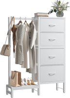 DUMOS Dresser with Hanging Rack, 4-in-1 White Fabric Dresser by DumosLifestyle