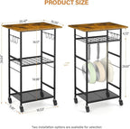 ThreeHio Rolling Kitchen Microwave Cart, 3 Tier Microwave Table Stand - Image 3