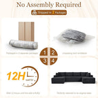 Modular Sectional Sleeper Sofa, 134 Inch Boneless Cloud Couch - Image 6