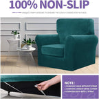 ZNSAYOTX Oversized Velvet Couch Cover 4 Piece Stretch Sofa Covers - Image 5