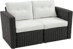Outsunny 2 Piece Patio Wicker Corner Sofa Set, Outdoor PE Rattan Furniture by Outsunny