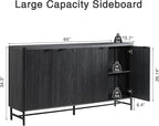 4-Piece Fluted Living Room Furniture Set, Lift Top Coffee Table, Buffet Cabinet - Image 2