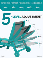 SERWALL Textilene Patio Chaise Lounge Chair Set of 2, 5 Positions Outdoor - Image 3