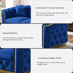Luxury Chesterfield Sofa Set of 2, Velvet Tufted Couch Victorian Black and Gold - Image 4
