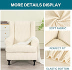 KRFOONN Stretch Wing Chair Slipcovers Jacquard 2 Piece Wingback Chair Covers - Image 3
