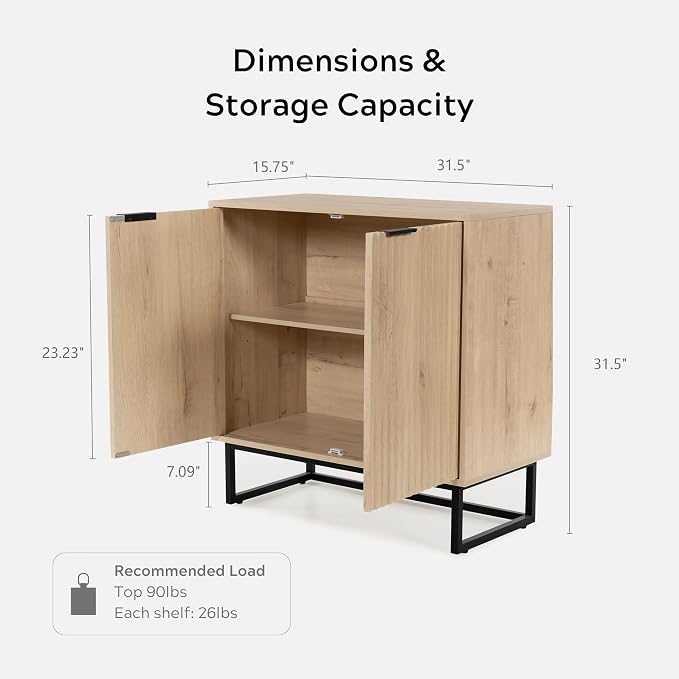 EYYTHUNG Fluted Storage Cabinet Sideboard Buffet Cabinet, Modern Accent Cabinets - Image 2
