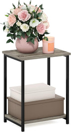 Furinno Simplistic Metal Frame End Table, French Oak by Furinno-FitsYourSpaceFitsYourBudget