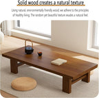Japanese Solid Wood Low Coffee Table, Extra Thick Tatami Tables - Image 6