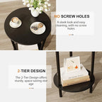 Round Side Table Set of 2, 2-Tier Modern Accent Table, Small Bedside Table - Image 4