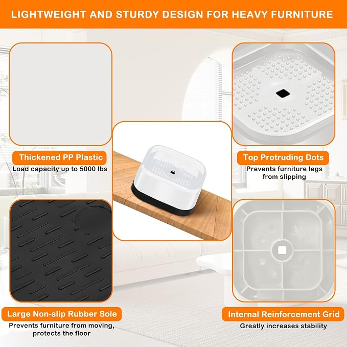 shouwuhho 12 Pack Furniture Risers Adjustable Bed Risers Heavy Duty Lifts - Image 5